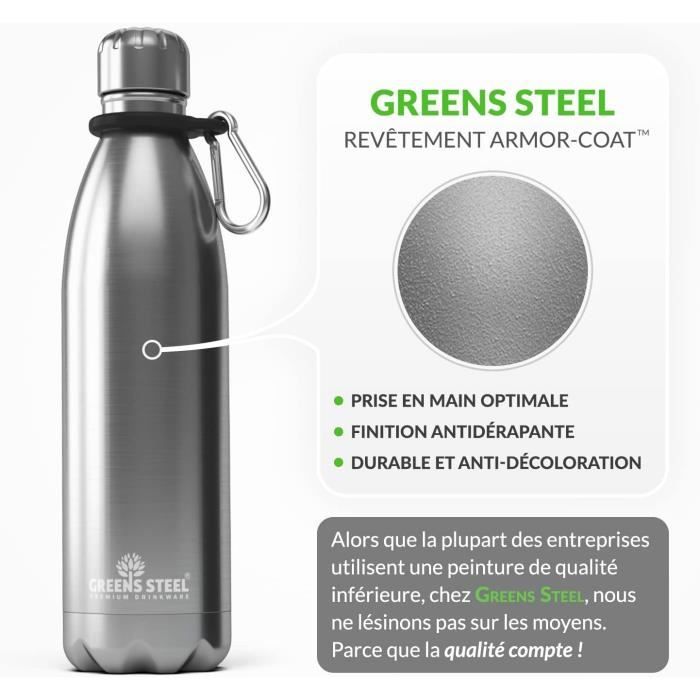 Gourde Inox 500 Ml Beper Avec Mousqueton - Bleu - Sans BPA - Isotherme