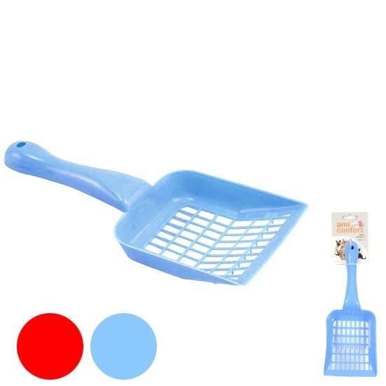 Pelle à litière pour chat 2 coloris assortis : bleu et rouge