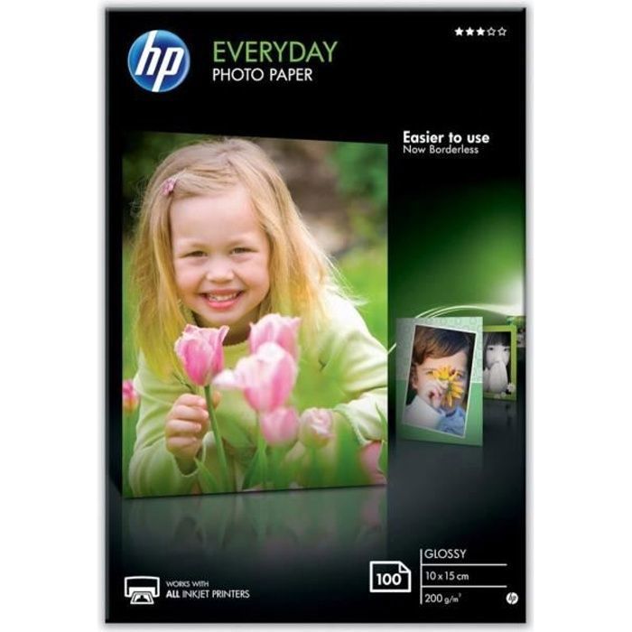 HP CR757A Papier dimpression photo Glossy - 100 feuilles - 200g - Blanc
