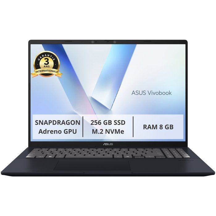 PC Portable ASUS VivoBook 16 X1607 : Win 11 16 FHD Snapdragon X Plus RAM 8Go SSD