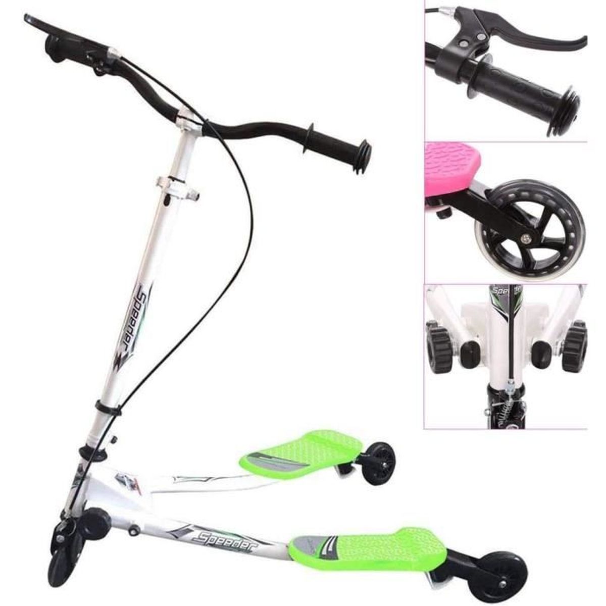 Swing Enfant 3 Roues, Réglable en Hauteur, Pliable