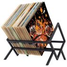 JORDFY Support de rangement en métal pour disques vinyles avec design rétro pour organiser des albums, livres, magazines, fichiers – Métal mat jusqu'à 15–30 LP Étagère de rangement simple