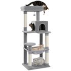 PAWZ Road Arbre à chat Design Spacieux Grande Hamac Dur Stable Avec hamac et belle maison pour chat - Gris - 143 cm