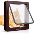 SAILNOVO 19 x 20 x 5.4cm Chatière pour Chat avec magnétique à 4 Voies, Chatière Silencieux double verrouillable trappe pour chat Chien-brune