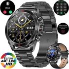 Montre Connectée Homme XtraDiTech Bracelet Acier Inoxydable Noir Luxe Écran AMOLED Appel Bleutooth Assistant Vocal Micro
