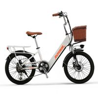 20" vélo électrique urbain femme, La hauteur recommandée est de 140cm et plus, 250w Moteur, 25km/h, Batterie 36V 10Ah Cityrun-Blanc