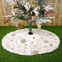 Jupe de sapin de Noël de 120 cm, fond blanc, flocon de neige doré, décorez une couverture pour les sapins de Noël