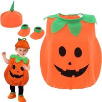 Déguisement Petite Citrouille Bébé Enfant Costume Halloween Cosplay pour Fille Garçon Carnaval Fête Spectacle,（80CM）