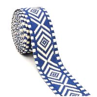 AnseTendance sangle coton 38mm rouleau de 10 mètres bicolore ethnique motif losange géométrique sacs couture bleu roi blanc