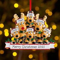 HEYWR Décor de Noël 2021 Personnalisé Famille Noël Arbre Ornement de Renne Arbre de Noël Décor de Boules, Mignonne Cerf Wapiti A82