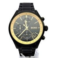 Montre Hugo Boss bracelet noir or pour homme Acier inoxydable grand prix luxe Quartz Chronographe sport imperméable HB1513578