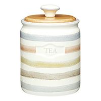 Kitchen Craft  Classic Collection Boîte à thé en céramique à rayures, 800ml 28FL OZ-Crème - KCCCTEA