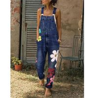 Salopette femme jeans - à imprimé floral - FR33CIQ