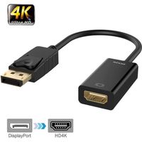 ZAMUS Adaptateur DisplayPort vers HDMI, Résolution 4K, Noir
