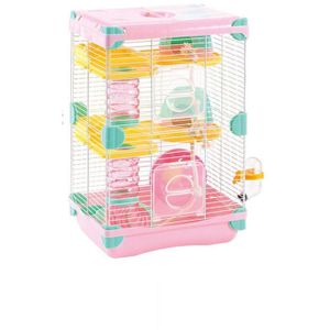 Cage multi-niveaux pour rongeurs - DEMA - Dimensions 27.5x20.5x42.5 cm - Système de tunnel amusant - Accessoires inclus