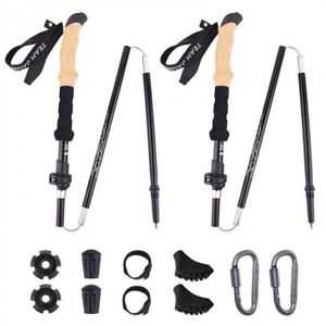 Fibre de Carbone Ajustement Rapide et Simple par Clips R/ésistant et ultra L/éger 220gr par baton Poign/ée en Li/ège Trail B/âtons de Randonn/ée et marche T/élescopiques ski et randonn/ée Antichoc