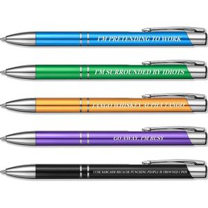 Lot de 6 stylos fantaisie en forme démeu à plumes avec chapeau haut-de-forme 