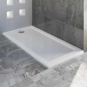 Flower Receveur de Douche 80x90x4cm Rectangle Acrylique avec Bordures Anthracite Effet Pierre Mod