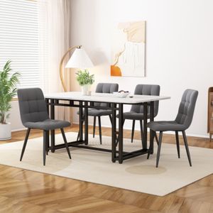 TABLE À MANGER COMPLÈTE Table à manger noire 120x70x74 cm avec 4 chaises, 