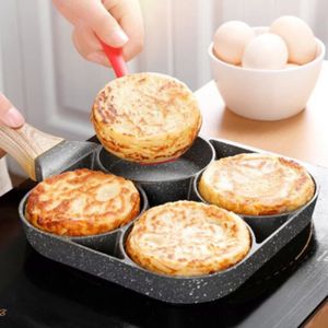 Joejis Poêle à Crêpe Pancakes Blinis - 4 Trous en Aluminium Antiadhésif -  Poele a Crepe induction ou Gaz de 26,5 cm - Poêle à Frire pour Pancakes  Crêpes blinis œufs 