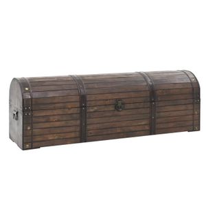 Coffre De Rangement Bois Massif Style Vintage 120 X 30 X 40 Cm