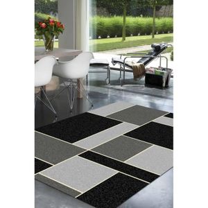Tapis Salon Geometrique Noir Et Gris Universol