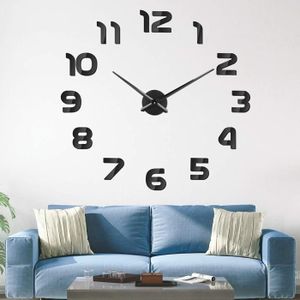 HORLOGE - PENDULE 3D Horloge Murale , DIY Horloge Murale Digitale, Mouvement Silencieux, Horloge Murale Design Moderne(80 -120 cm), Noir