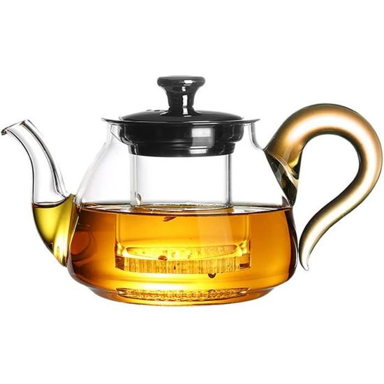 Théière En Verre Borosilicate 600 Ml - Résistante à La Chaleur, Infuseur Amovible, Pour Cuisinière