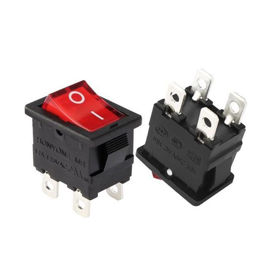 Interrupteur SOURCING MAP 5Pcs AC 12A/125V 10A/250V DPST 4P I/O Rouge ...