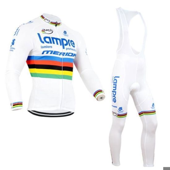 Vetement de Velo Maillot de Cyclisme Manches Longues Homme + Pantalon à Bretelle 3D GEL VTT