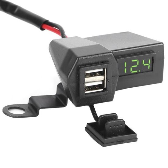 Akozon Prise de chargeur USB de moto avec écran Adaptateur Universel de Prise de Chargeur Double USB de Moto avec Affichage de