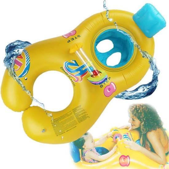 Bouée Parent-Enfant Pour Bébé 6-36 Mois – Anneau Gonflable Avec Dossier, Cloches Et Couleurs – Capacité 100 Kg