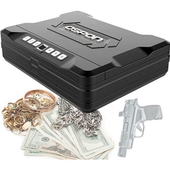 Coffre-fort Biométrique Pistolet – Accès Rapide Empreinte Digitale – Portable Darknight Black