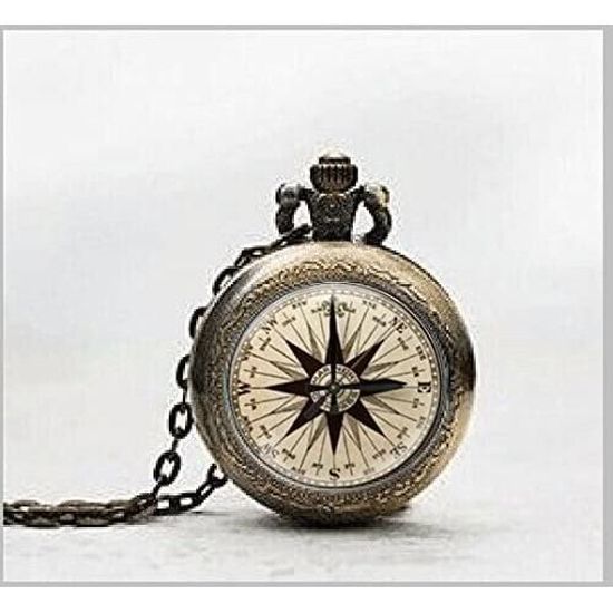 2 Colliers Tête De Mort Avec Boussole - Style Pirate Vintage, Chaîne 50 Cm Réglable, Alliage Bronze - 10