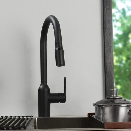 Robinet De Cuisine Kohler Setra Pro Extractible Noir Mat - Avec Distributeur De Savon Intégré, Neuf