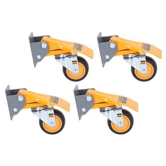 Déménageur Industriel 6 Tonnes – Patins à Roulettes Robustes, Plaque Rotative 360°, Rouleaux PU, Charge Lourde (jaune)