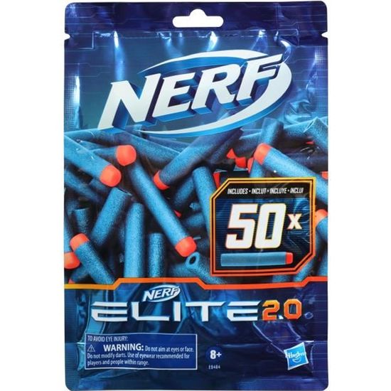 NERF Elite 2.0 Recharge de 50 fléchettes - En mousse NERF Elite 2.0 officielles - compatibles avec les Blasters NERF - Dès 8 ans