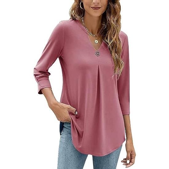 Chemisier Tunique Caftan Femme Taille 20/22 - Noir Floral, Manches 3/4, Col V, Neuf Sans étiquettes