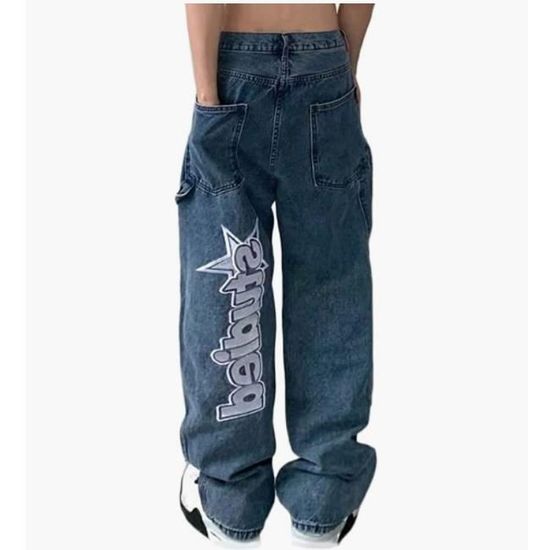 Jean Baggy Rétro Y2K Imprimé Totem - Taille Haute, Jambe Large, Style Goth Harajuku Hip-hop, Unisexe