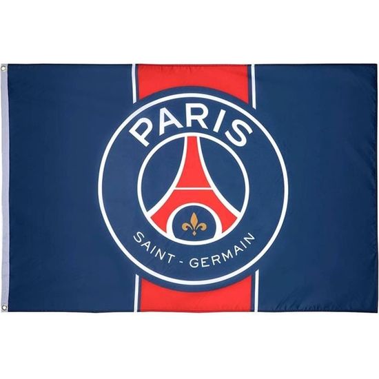PSG - Drapeau Paris Saint-Germain Officiel - Bleu, Rouge - Cdiscount