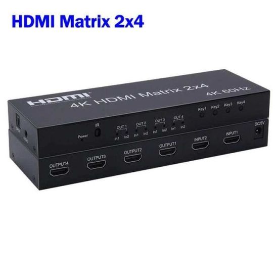 Matrice HDMI 4x2 4K 60Hz - Commutateur Audio Avec Sortie Toslink - HDCP 2.2