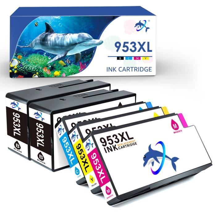 Cartouches Encre DOUBLE D 953XL Noir (x2) - Compatibles HP OfficeJet Pro 7720/7740/8210/8730 Etc.