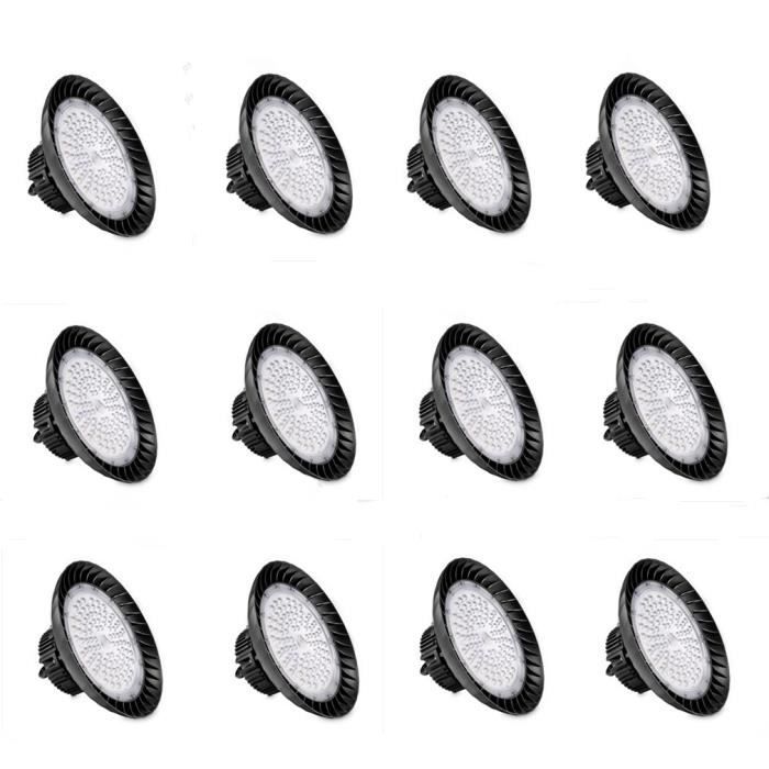 12X ANTEN 150W Projecteur LED UFO Spot high bay lumière d'entrepôt, Etanche IP65 Blanc Froid (5000K) éclairage d'atelier pour