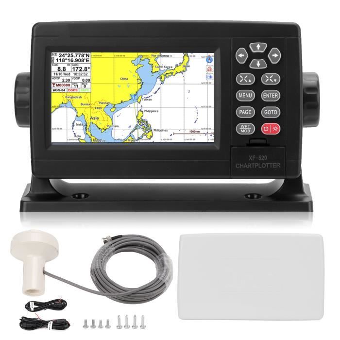 Ashata Navigation GPS marine Navigateur GPS marin 5 pouces AIS TFT LCD Écran LED Rétroéclairage IP65 Étanche 12‑36V