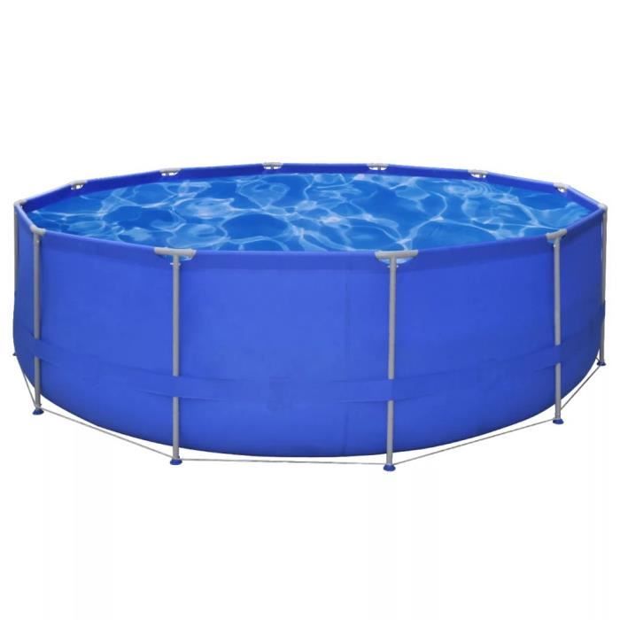 ♫VAGUE Piscine ronde avec cadre en acier 457 x 122 cm