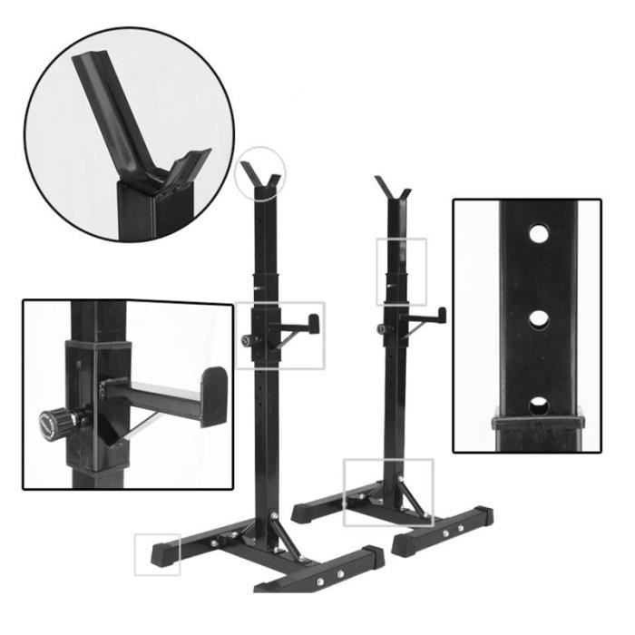 AG Porte d'haltères Support d'haltères Robuste Stable Réglable 75-163 cm - En acier Capacité 200kg