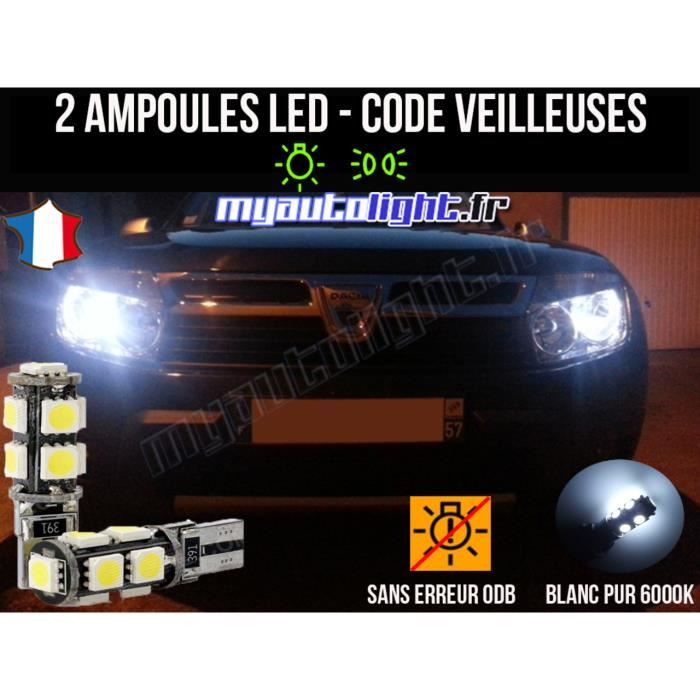 Pack veilleuses à led blanc xenon pour DACIA DUSTER phase 1