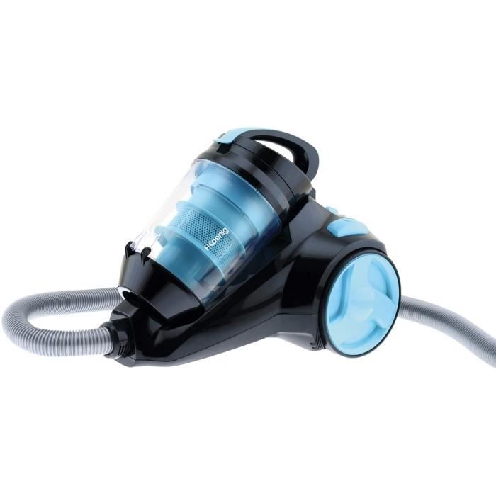 H.Koenig SLS890 Aspirateur sans sac Special Animaux polycyclonique traineau bleu, classe AAA, Puissant, Compact, Efficace, Silencieu