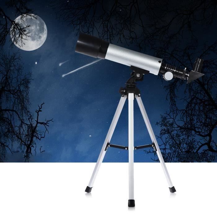 360-50mm télescope jumelles astronomique spatial monoculaire Scope intégré optique Oculaires sélectionnables+Tabletop Tripod Pliable