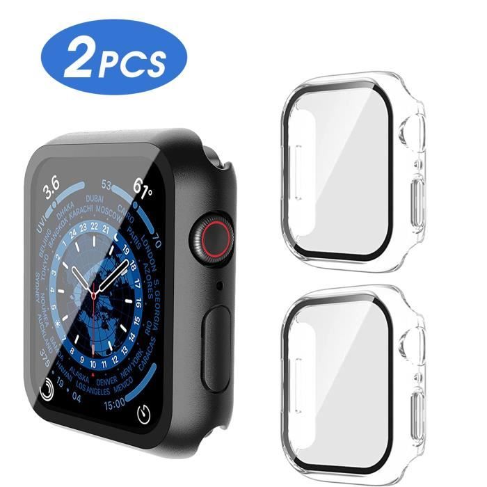 2pcs Protection écran Coque Rigide étui 45mm Compatible Apple Watch Series 7 Blackview Housse montre connectée Transparent